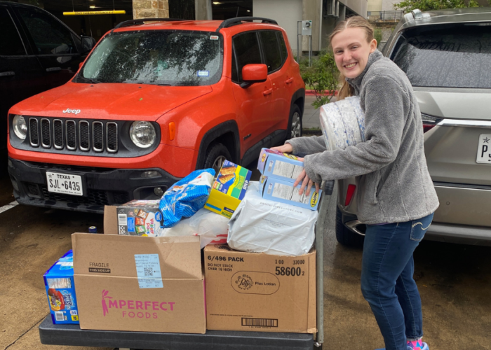 McKenna delivering items from one of her donation drives to the Ronald McDonald House.